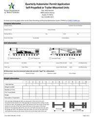 Form MCD-204 Quarterly Hubometer Permit Application - Self-propelled or Trailer-Mounted Units - Texas