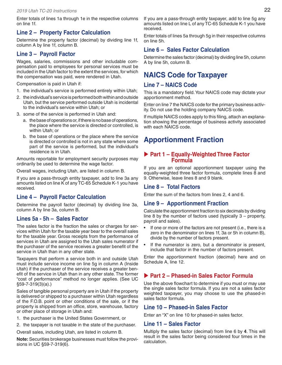 Instructions for Form TC-20 Utah Corporation Franchise and Income Tax Return - Utah, Page 24