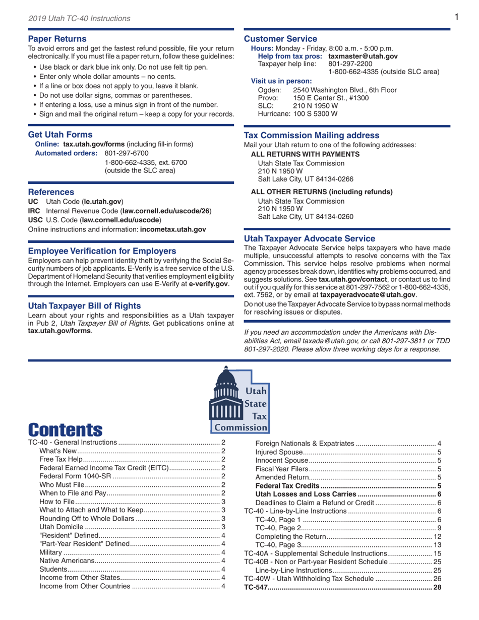 Instructions for Form TC-40 Utah Individual Income Tax Return - Utah, Page 3