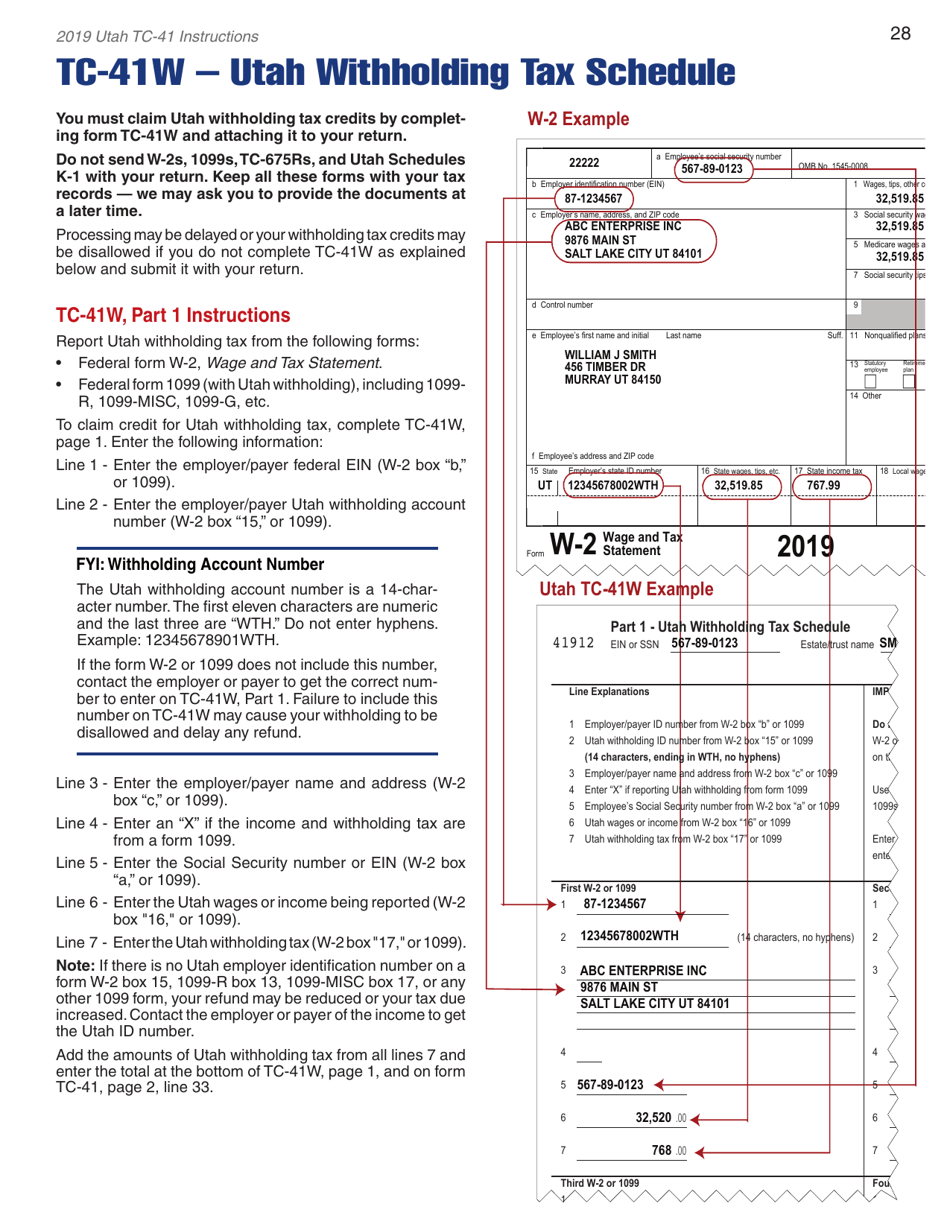 Instructions for Form TC-41 Utah Fiduciary Income Tax Return - Utah, Page 30