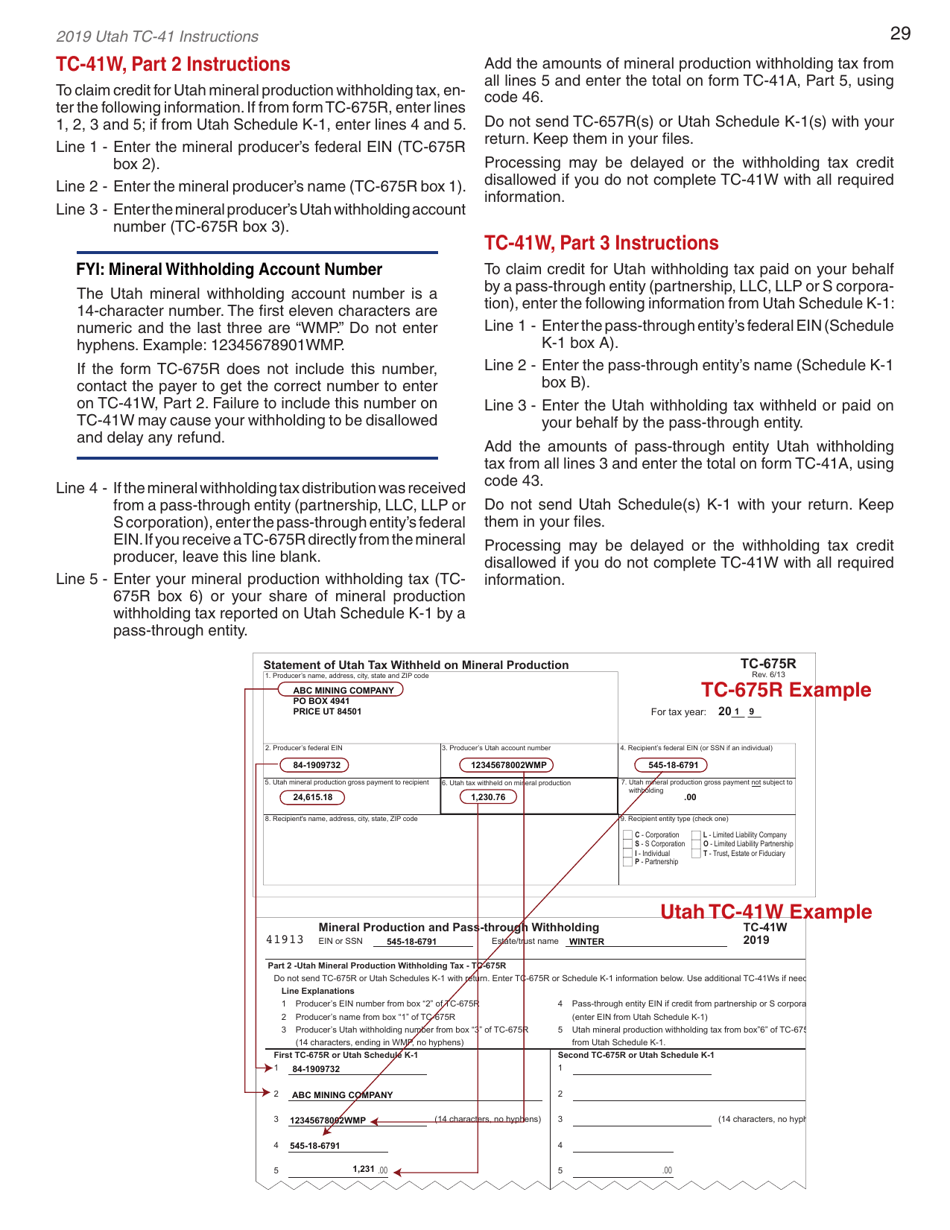 Instructions for Form TC-41 Utah Fiduciary Income Tax Return - Utah, Page 31