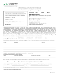 Application for Bottlers&#039; License for Malt, Vinous, or Spiritous Beverages in Vermont - Vermont
