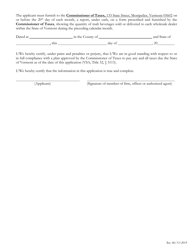 Application for Certificate of Approval for Manufacturer or Distributor to Sell Malt Beverages - Vermont, Page 2