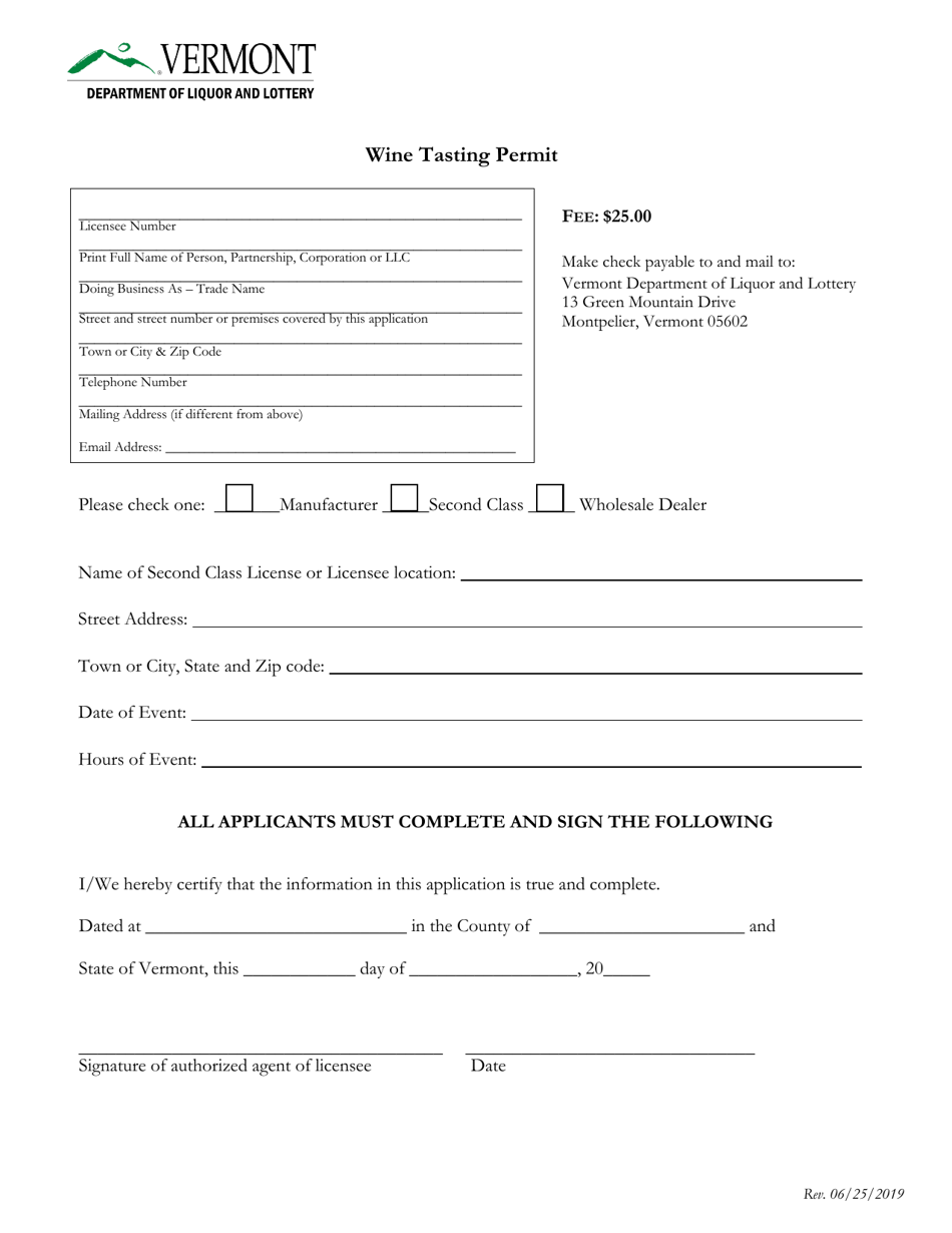 Wine Tasting Permit - Vermont, Page 3