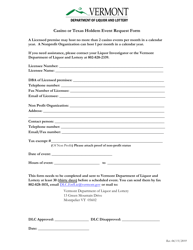 Casino or Texas Holdem Event Request Form - Vermont