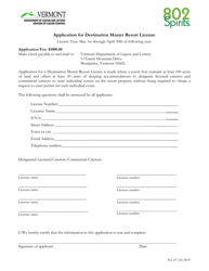 Application for Destination Master Resort License - Vermont