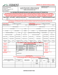 Form VA-004 &quot;Report of a Motor Vehicle Crash&quot; - Vermont