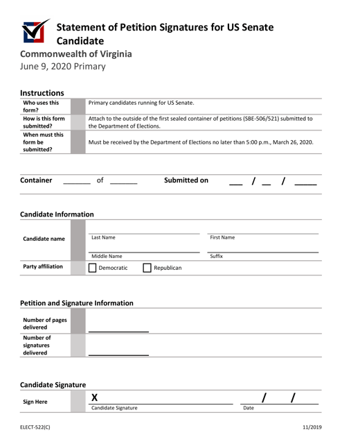 Form ELECT-522(C) 2020 Printable Pdf