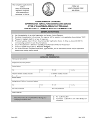 Form 501 Fantasy Contest Operator Registration Application - Virginia