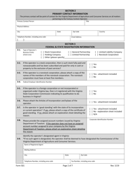 Form 501 Fantasy Contest Operator Registration Application - Virginia, Page 2