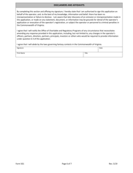 Form 501 Fantasy Contest Operator Registration Application - Virginia, Page 6