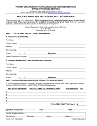 Form VDACS-07208 Application for New Pesticide Product Registration - Virginia, Page 2