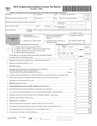 Form 763 Virginia Nonresident Income Tax Return - Virginia