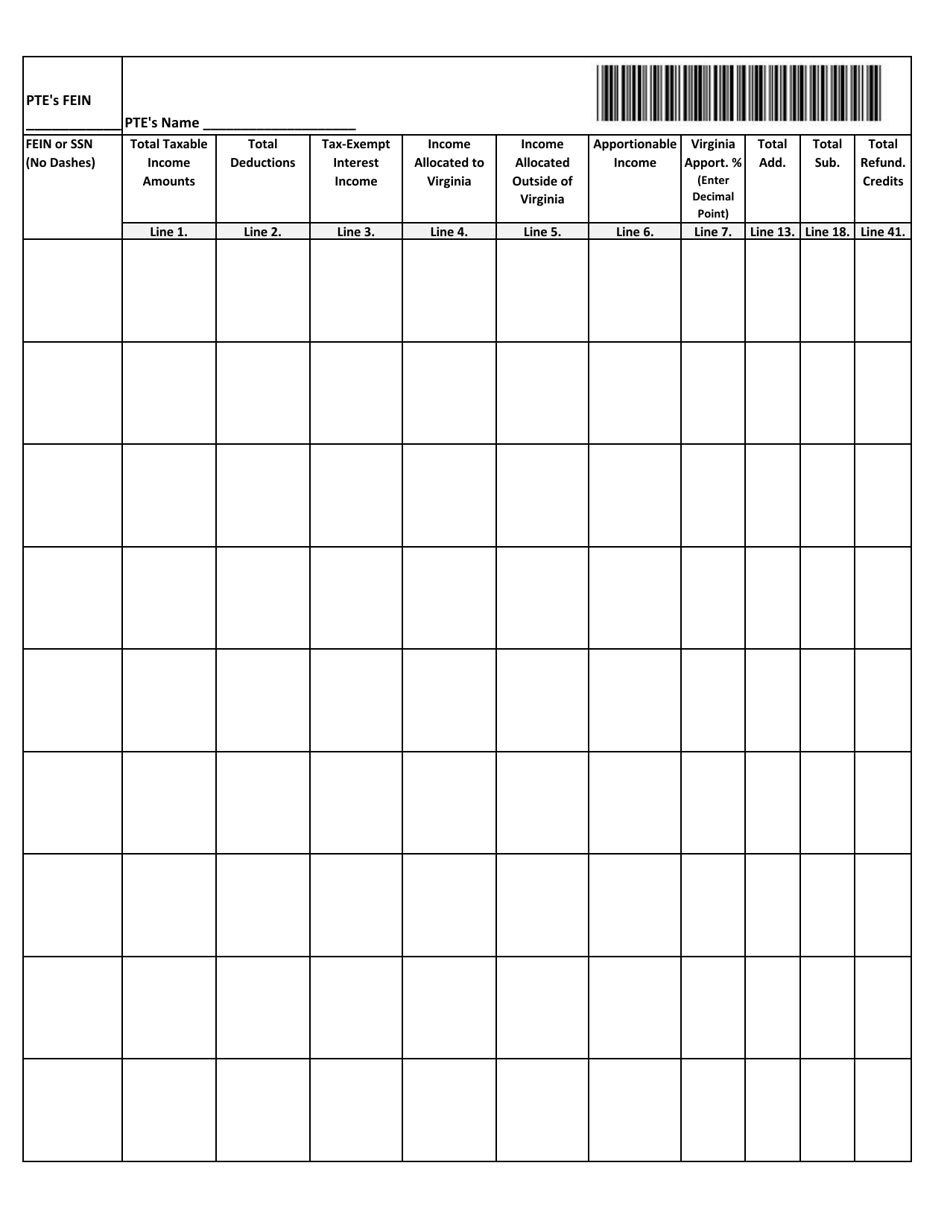 Schedule VK-1 CONSOLIDATED Allows Reporting of Multiple Owners Shares of Income and Virginia Modifications and Credits - Virginia, Page 2