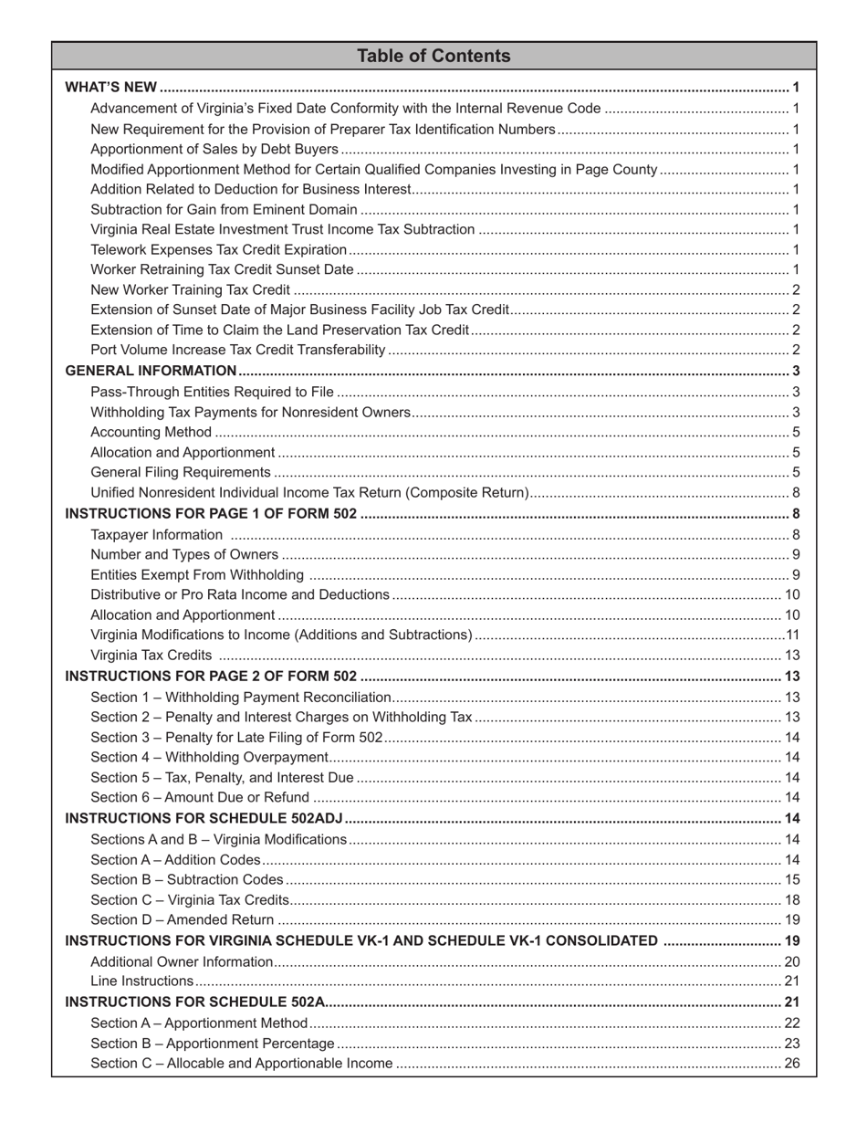 Instructions for Form 502 Pass-Through Entity Return of Income and Return of Nonresident Withholding Tax - Virginia, Page 3