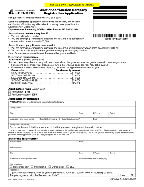 Form AUCT-682-001  Printable Pdf