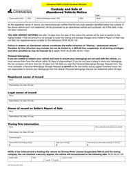 Document preview: Form DLR-430-509 Custody and Sale of Abandoned Vehicle Notice - Washington