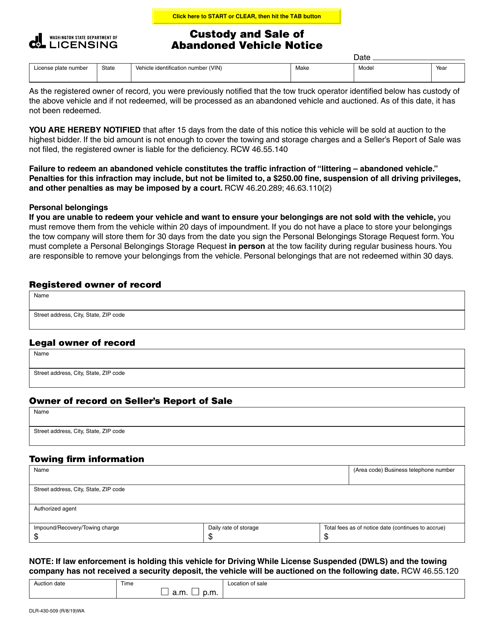 Form DLR-430-509  Printable Pdf