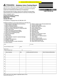 Form FDE-653-040 Embalmer Intern Training Report - Washington