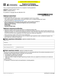 Form ENLS-651-012 Engineer-In-training Experience and Verification - Washington