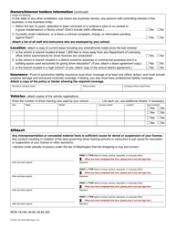 Form DTS-661-001 Driver Training School License Application - Washington, Page 2