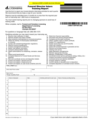 Form FDE-653-041 Funeral Director Intern Training Report - Washington