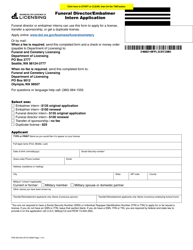Form FDE-653-004 Funeral Director/Embalmer Intern Application - Washington