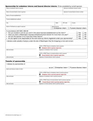 Form FDE-653-004 Funeral Director/Embalmer Intern Application - Washington, Page 3