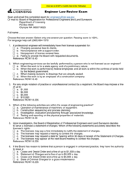 Form ENLS-651-031 Engineer Law Review Exam - Washington