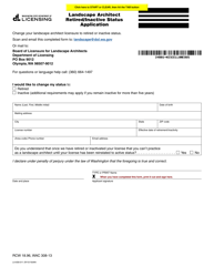 Document preview: Form LA-656-011 Landscape Architect Retired/Inactive Status Application - Washington