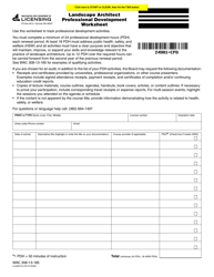Document preview: Form LA-656-010 Landscape Architect Professional Development Worksheet - Washington