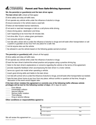 Document preview: Form DTS-661-401A Parent and Teen Safe-Driving Agreement - Washington