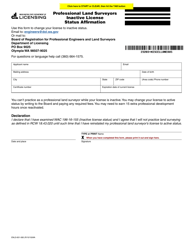 Document preview: Form ENLS-651-083 Professional Land Surveyors Inactive License Status Affirmation - Washington