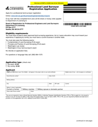 Form ENLS-651-070 Professional Land Surveyor Registration Application - Washington