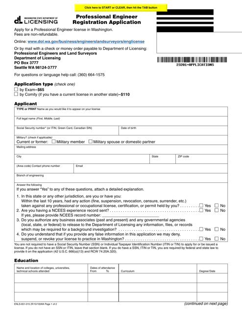 Form ENLS-651-015  Printable Pdf
