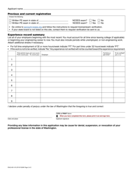 Form ENLS-651-015 Professional Engineer Registration Application - Washington, Page 2