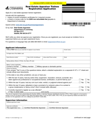 Form APR-622-171 Real Estate Appraiser Trainee Registration Application - Washington