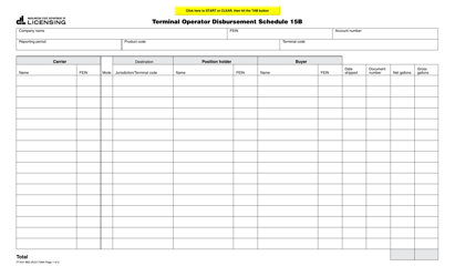 Form FT-441-860 Schedule 15B Terminal Operator Disbursement - Washington