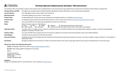 Form FT-441-860 Schedule 15B Terminal Operator Disbursement - Washington, Page 2