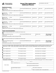 Document preview: Form TD-420-289A Vessel Title Application Additional Owners - Washington