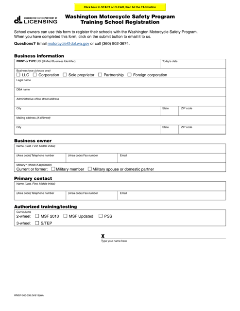 Form WMSP-560-038  Printable Pdf