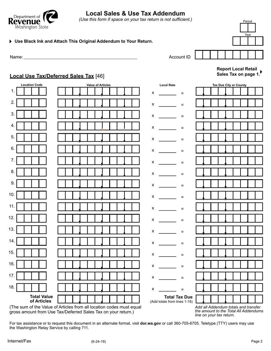 Washington Local Sales & Use Tax Addendum - Fill Out, Sign Online and ...