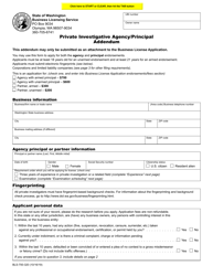 Form BLS-700-320 Private Investigative Agency/Principal Addendum - Washington