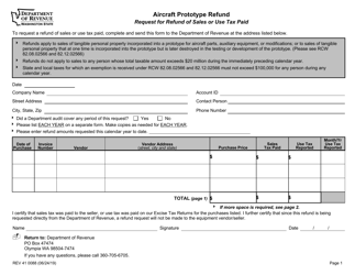 Form REV41 0088 Aircraft Prototype Refund - Washington