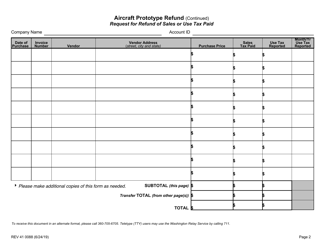 Form REV41 0088 Aircraft Prototype Refund - Washington, Page 2