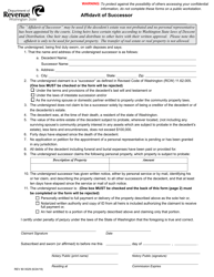 Form REV80 0029 &quot;Affidavit of Successor&quot; - Washington