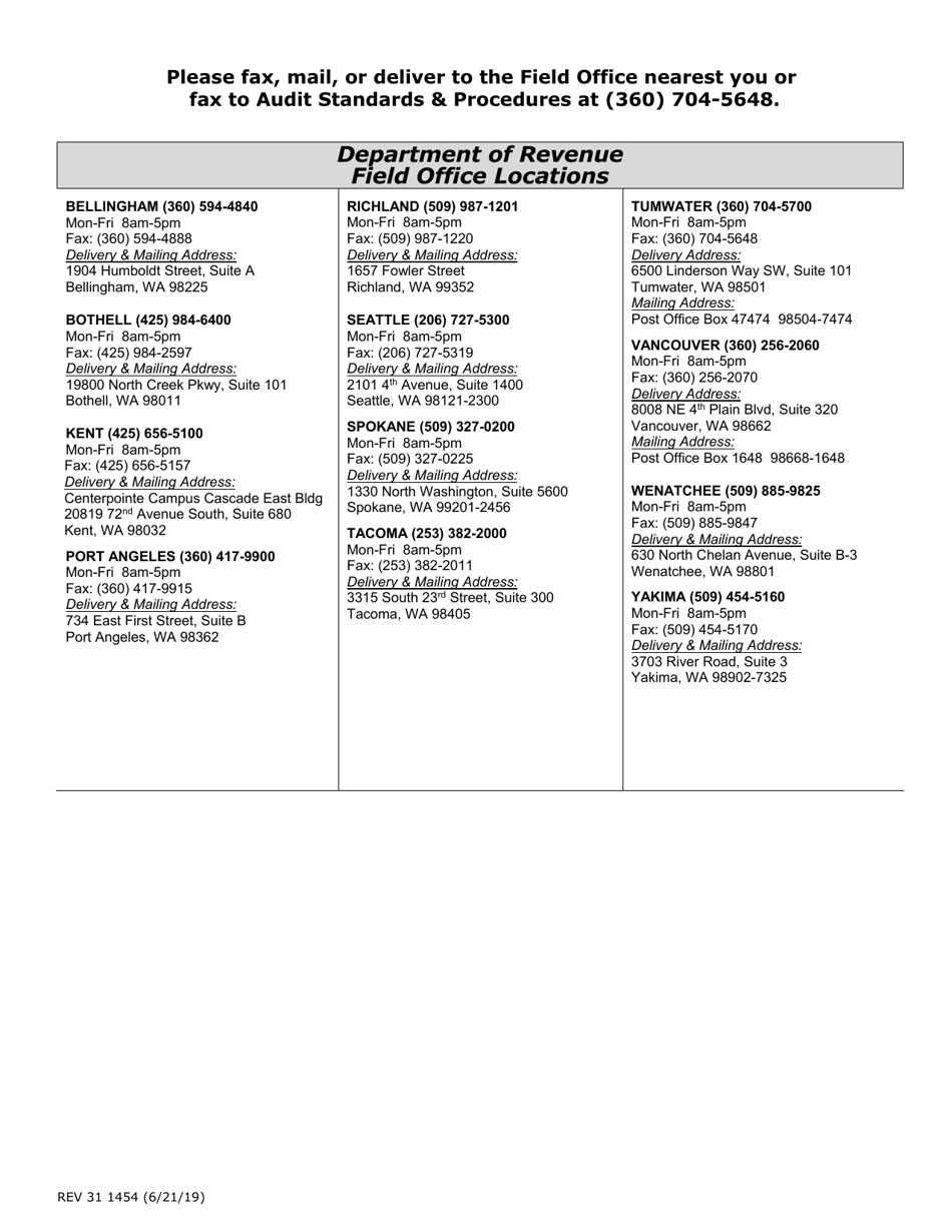 Form REV31 1454 Pre-consultation Visit Questionnaire - Washington, Page 2