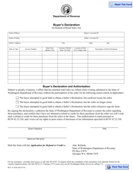 Form REV41 0104 Buyer&#039;s Declaration for Refund of Retail Sales Tax - Washington