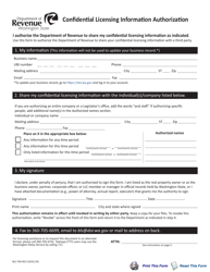 Form BLS700-002 Confidential Licensing Information Authorization - Washington