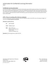 Form BLS700-002 Confidential Licensing Information Authorization - Washington, Page 2